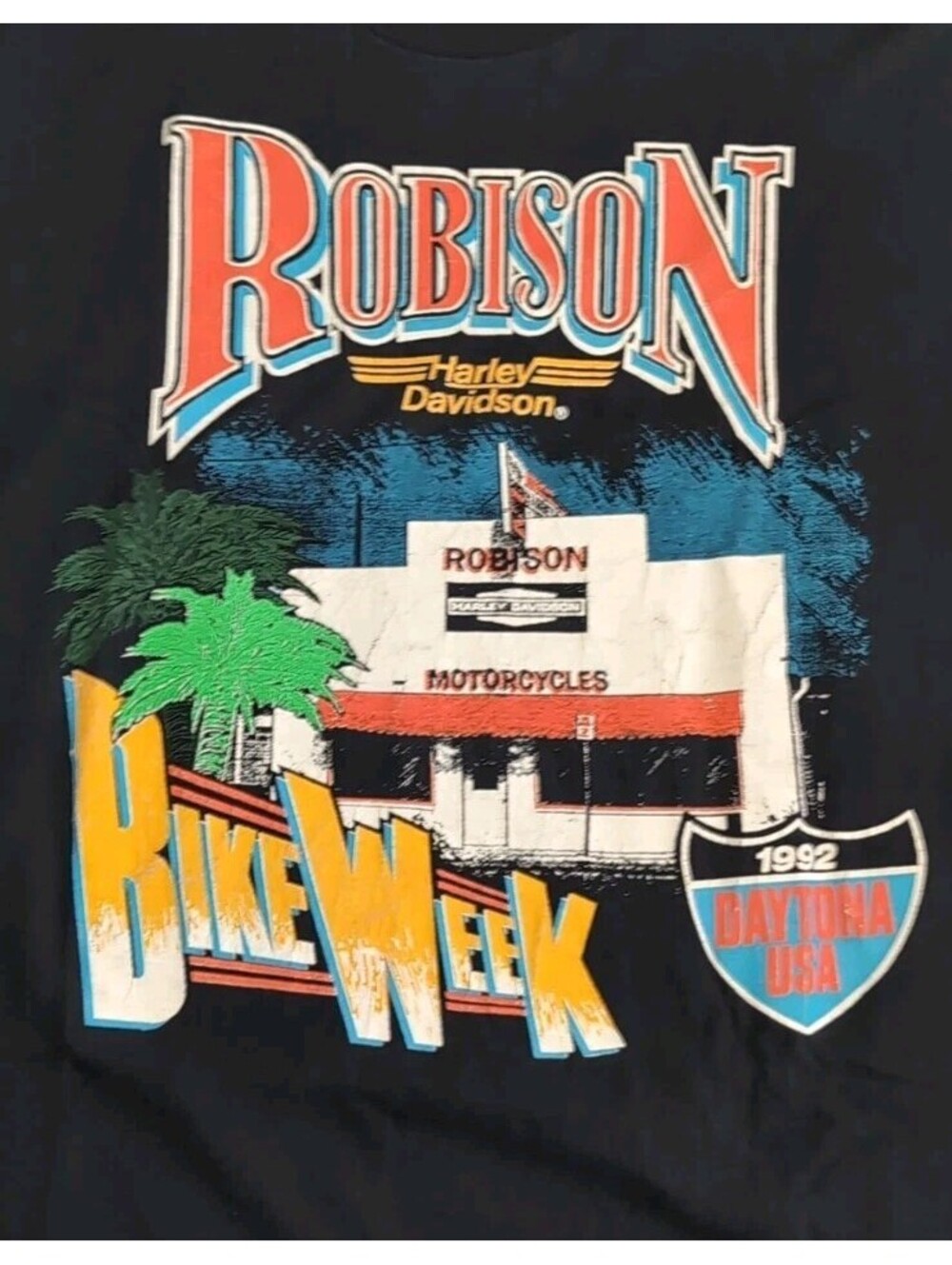 Vtg 1992 Robison Harley Davidson Bike Week T-shirt Single Stitch Made USA XL